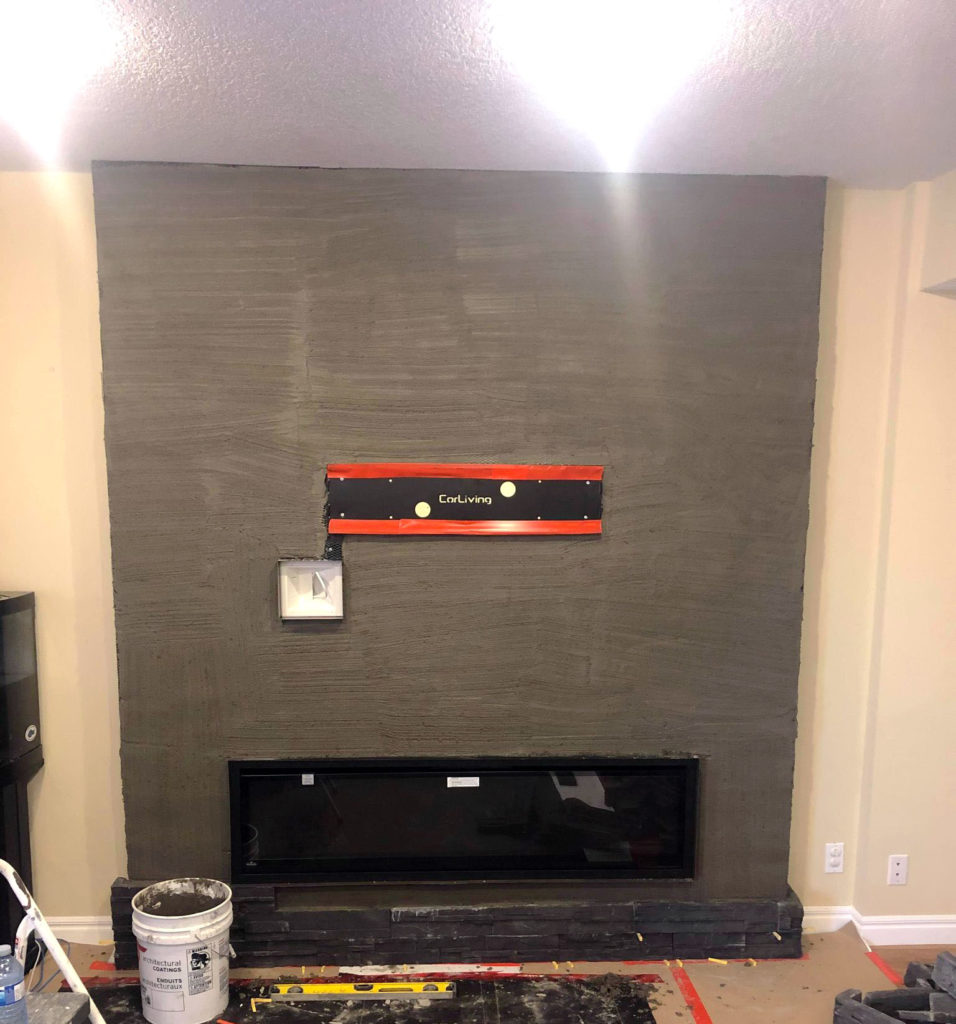 Chimney stone installation before