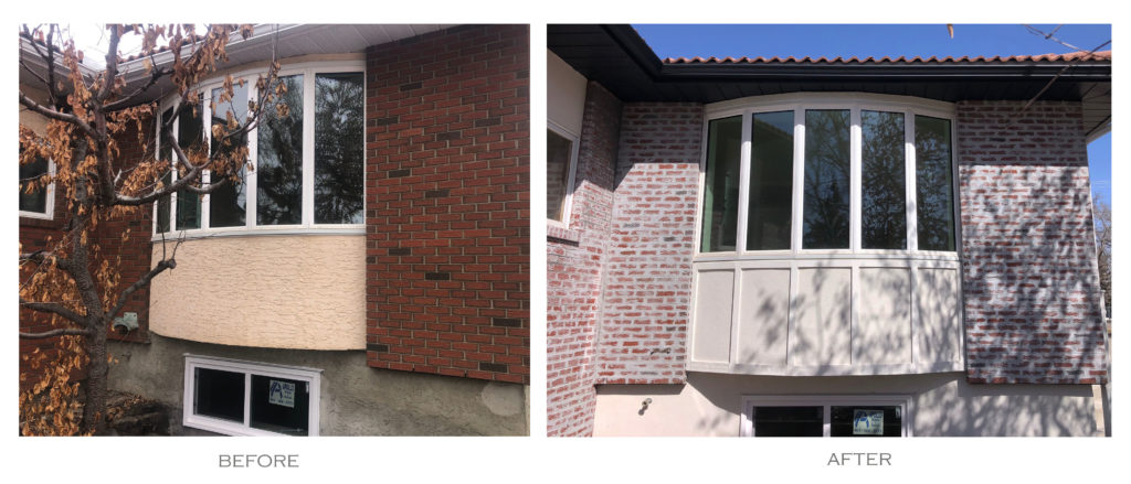 Smooth Stucco + German Smear Brick Technique +Parging