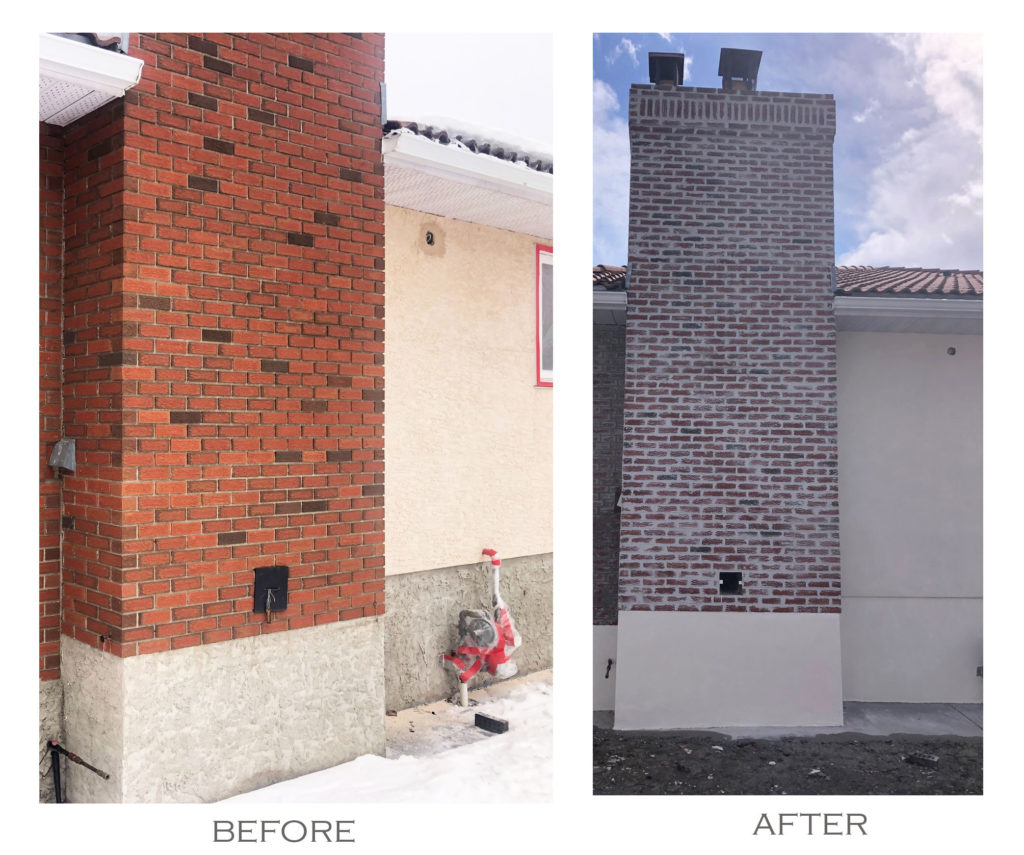 Smooth Stucco + German Smear Brick Technique +Parging